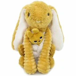 Peluche Toudou maman et bébé Les Ptipotos Moutarde (25 cm)