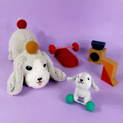 Peluche Toutou maman et bébé Les Ptipotos Gris clair (34 cm)