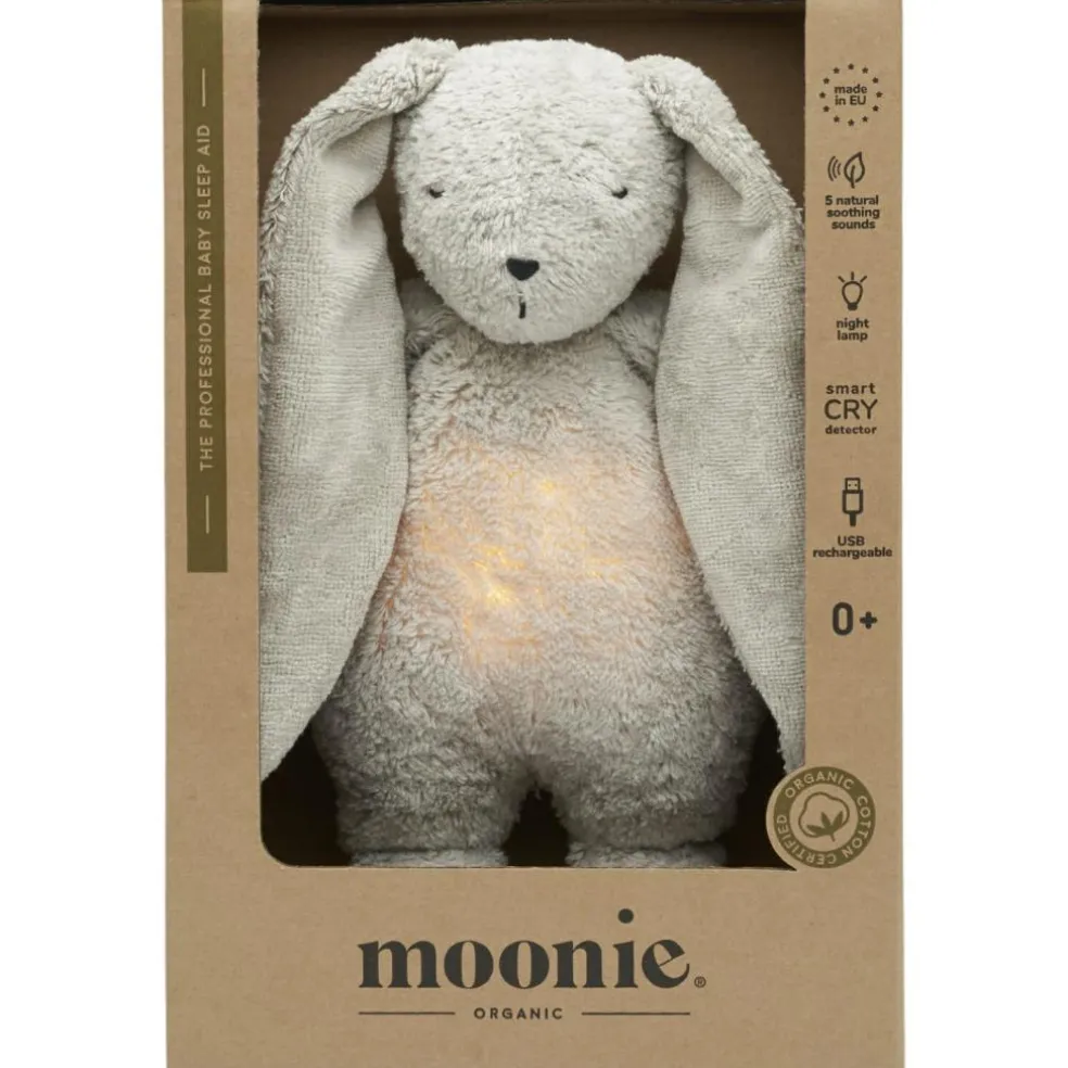 Peluche veilleuse lapin nature bio avec sons & lumières gris