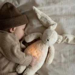 Peluche veilleuse lapin nature bio avec sons & lumières sable 2.0