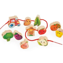 Perles à enfiler en bois Ferme potager (11 pièces)