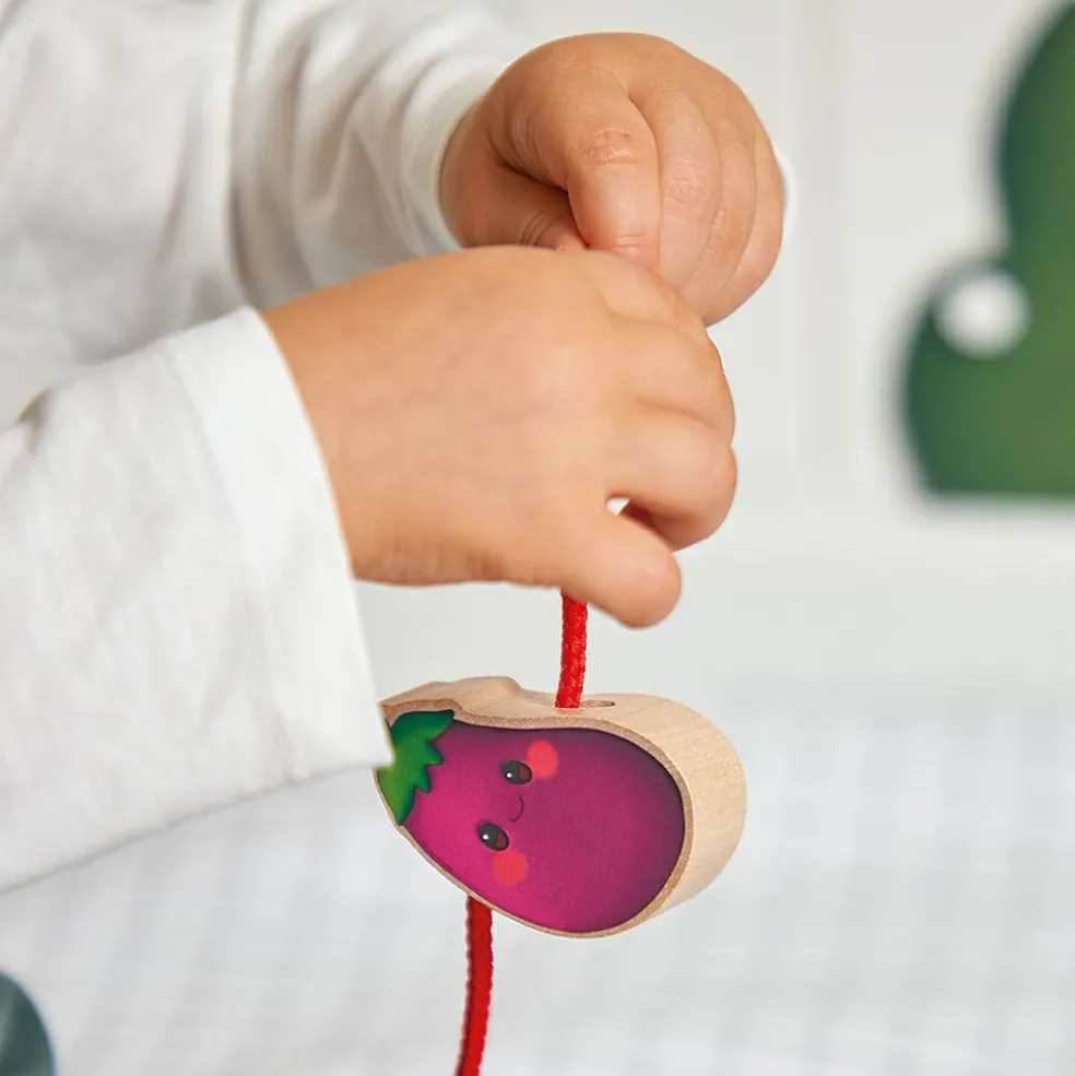 Perles à enfiler en bois Ferme potager (11 pièces)