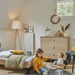 Petite bibliothèque mobile Chêne blond noir Marcel