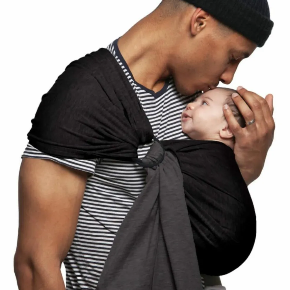 Petite écharpe Sling sans noeud gris anthracite et noir