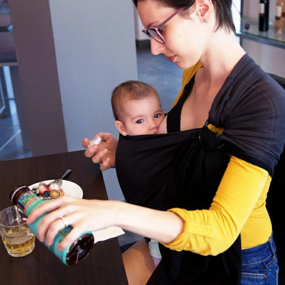 Petite écharpe Sling sans noeud gris anthracite et noir