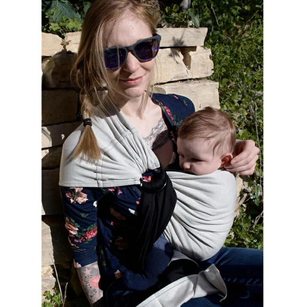 Petite écharpe Sling sans noeud gris anthracite et noir