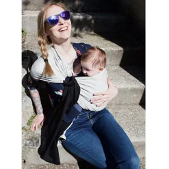 Petite écharpe Sling sans noeud gris anthracite et noir