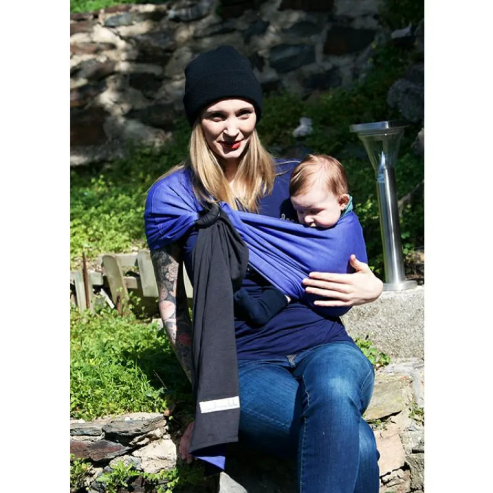 Petite écharpe Sling sans noeud gris anthracite et noir