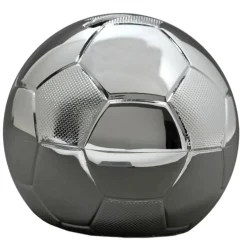 Petite tirelire ballon de football (métal argenté)