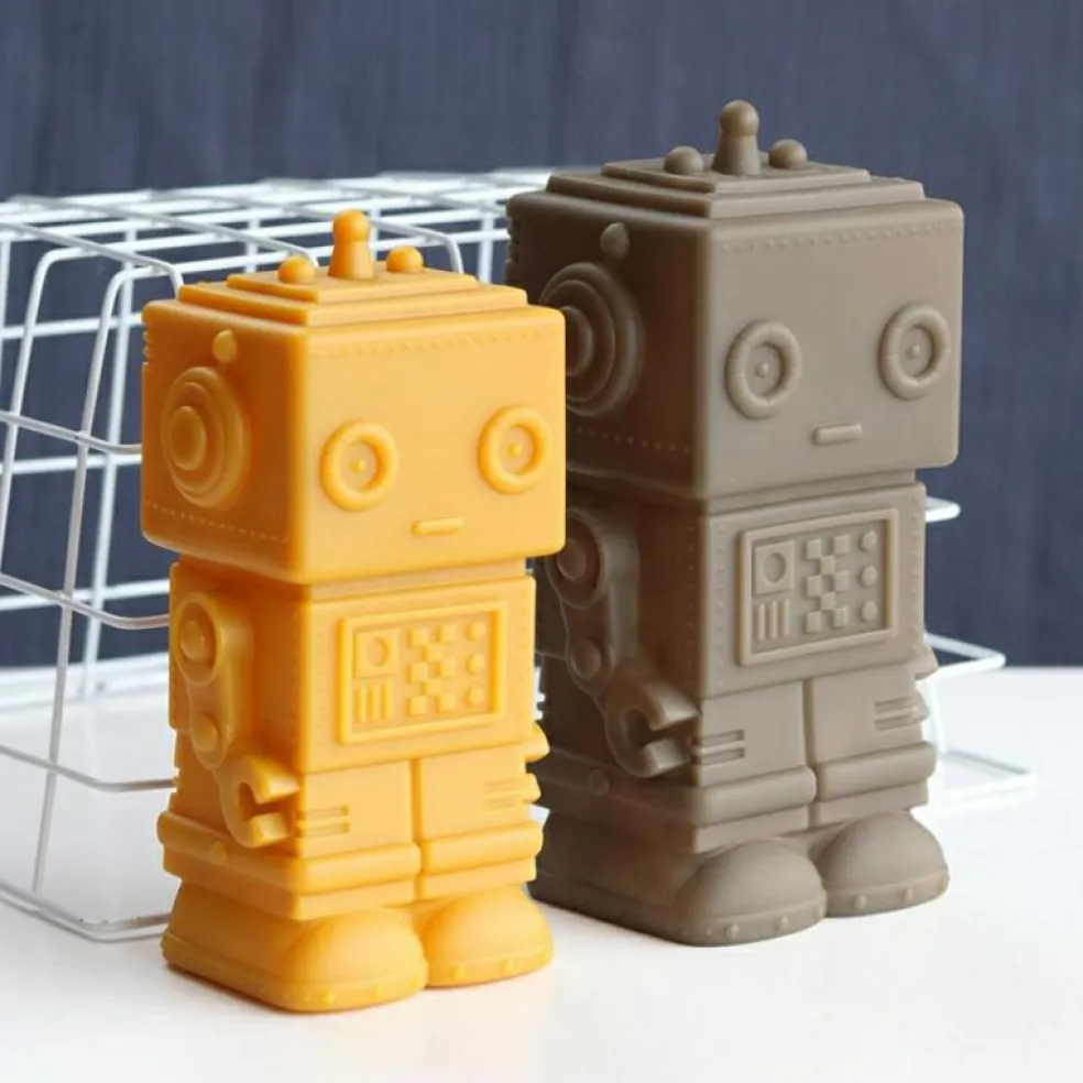 Petite veilleuse Robot jaune doré (13 cm)