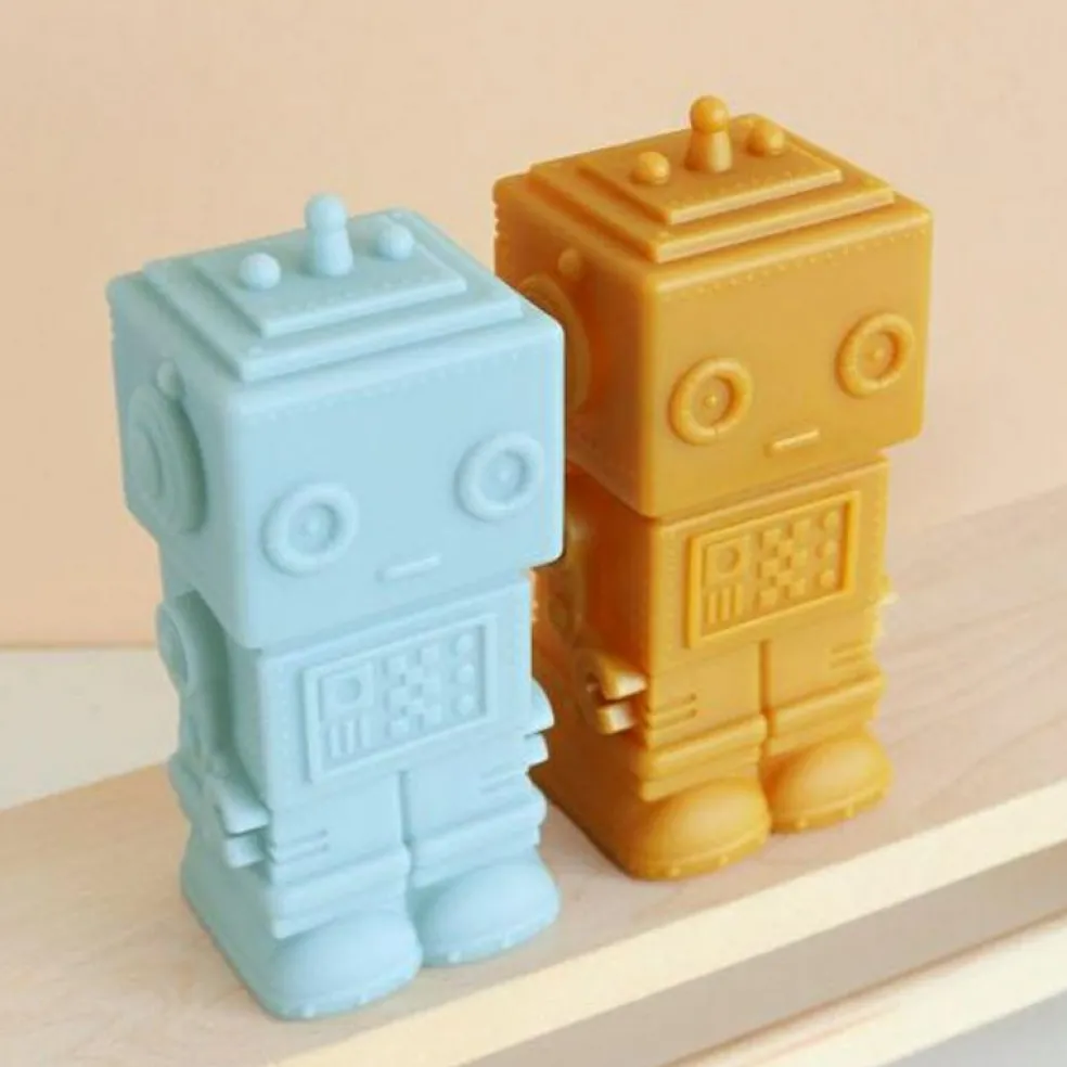 Petite veilleuse Robot jaune doré (13 cm)