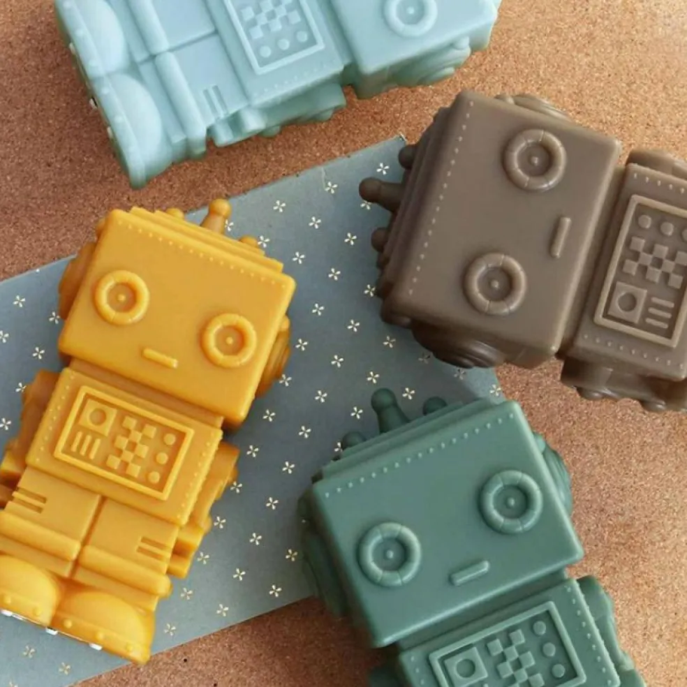 Petite veilleuse Robot jaune doré (13 cm)