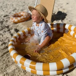 Piscine enfant rayé blanc-jaune (102 cm)