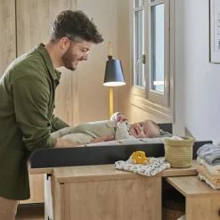 Plan à langer en chêne blond noir Marcel