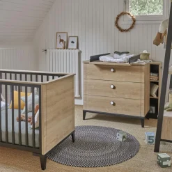 Plan à langer en chêne blond noir Marcel