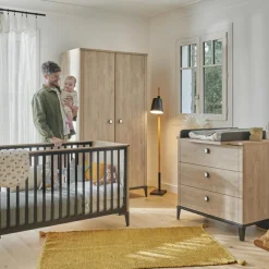 Plan à langer en chêne blond noir Marcel