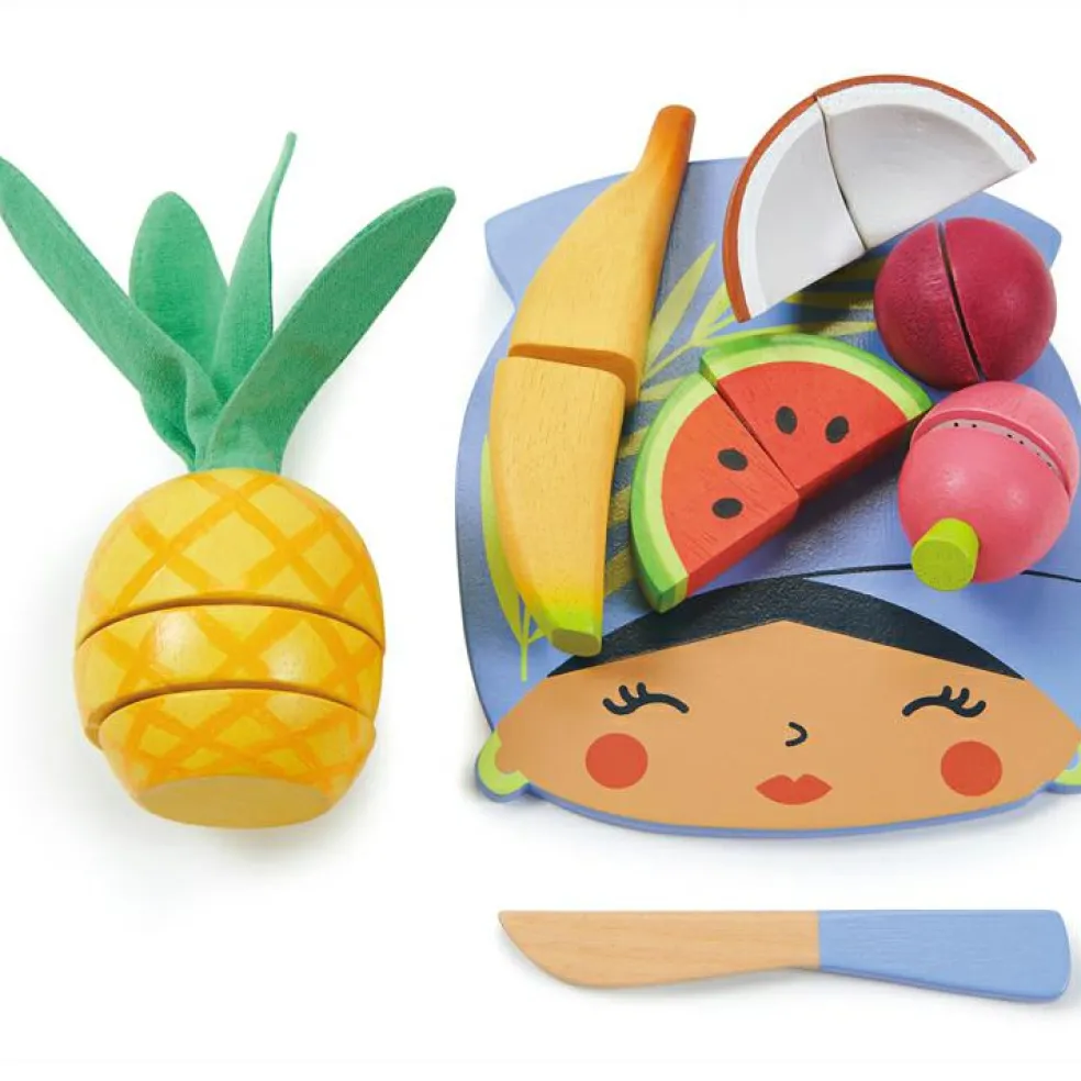 Planche à découper fruits tropicaux en bois