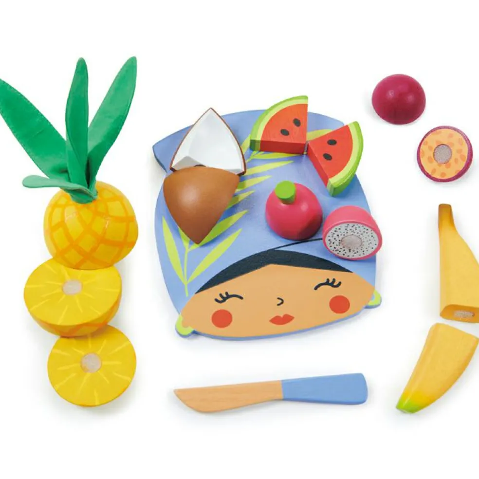 Planche à découper fruits tropicaux en bois