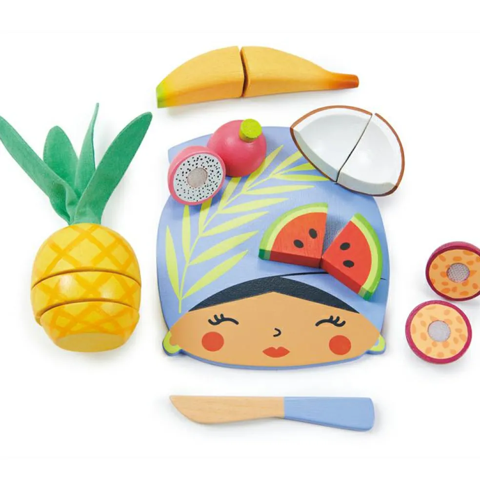 Planche à découper fruits tropicaux en bois