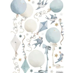 Planche de stickers A3 Cerfs-volants et ballons bleus