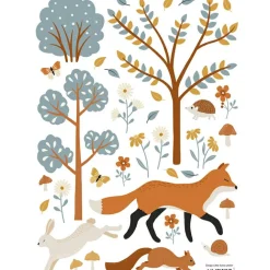 Planche de stickers A3 renard Woodland Animals