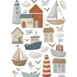 Planche de stickers A3 Village marins