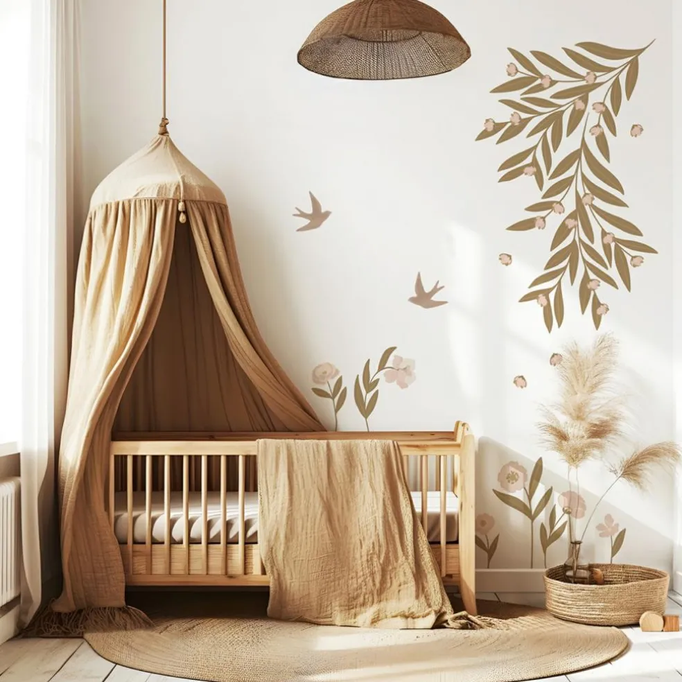 Planche de stickers Décor XL Fleurs et hirondelles