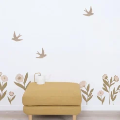 Planche de stickers Décor XL Fleurs et hirondelles