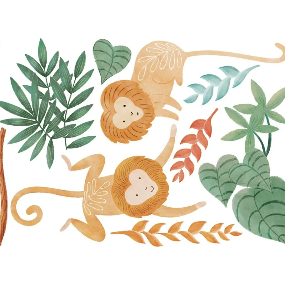 Planche de stickers Décor L Singes lions tamarins
