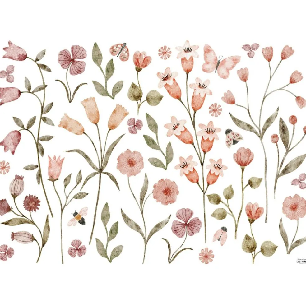 Planche de stickers Décor L Champs de fleurs et insectes