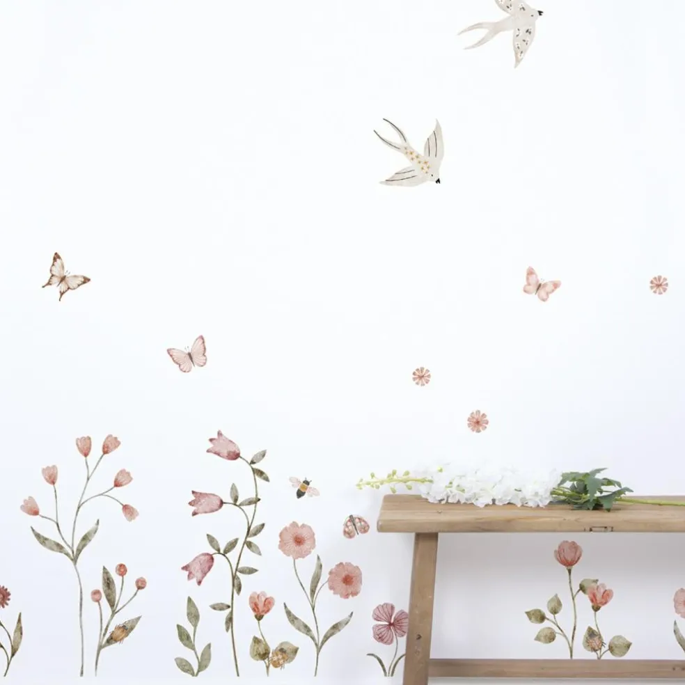 Planche de stickers Décor L Champs de fleurs et insectes