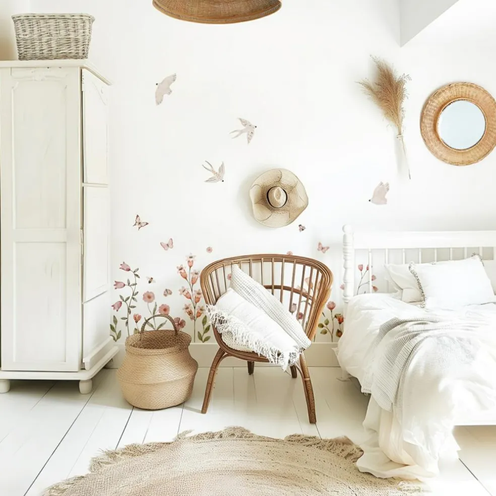 Planche de stickers Décor L Champs de fleurs et insectes