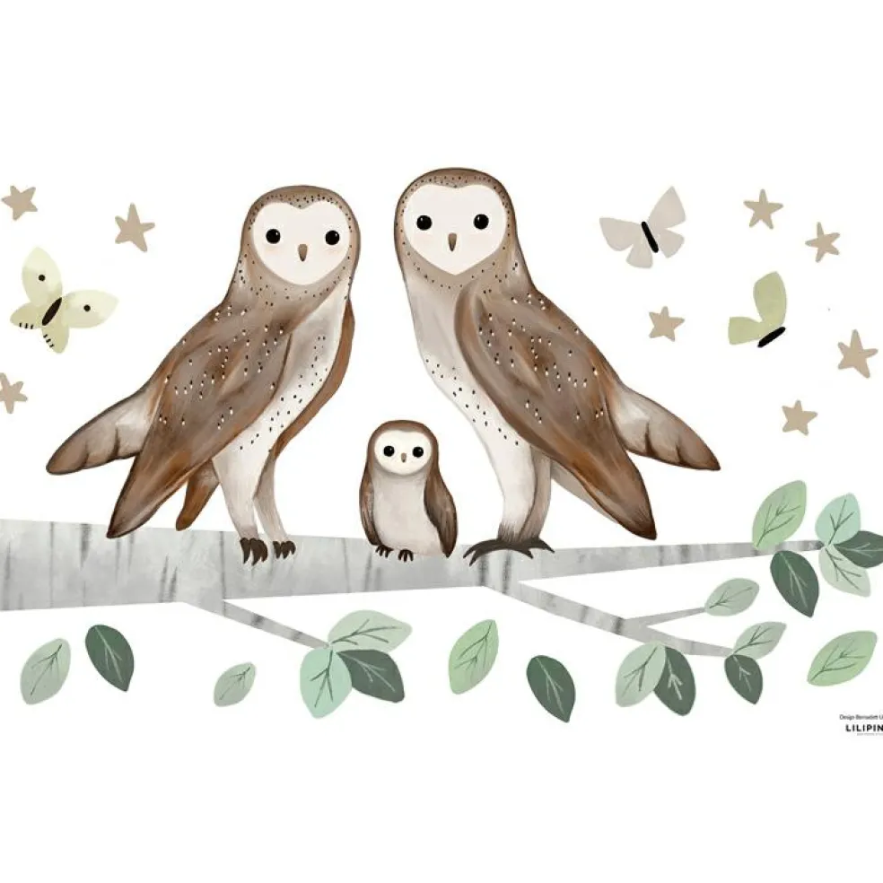 Planche de stickers M Famille Chouette (64 x 90 cm)