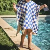 Poncho de bain Comme un bonbon Romy damier bleu