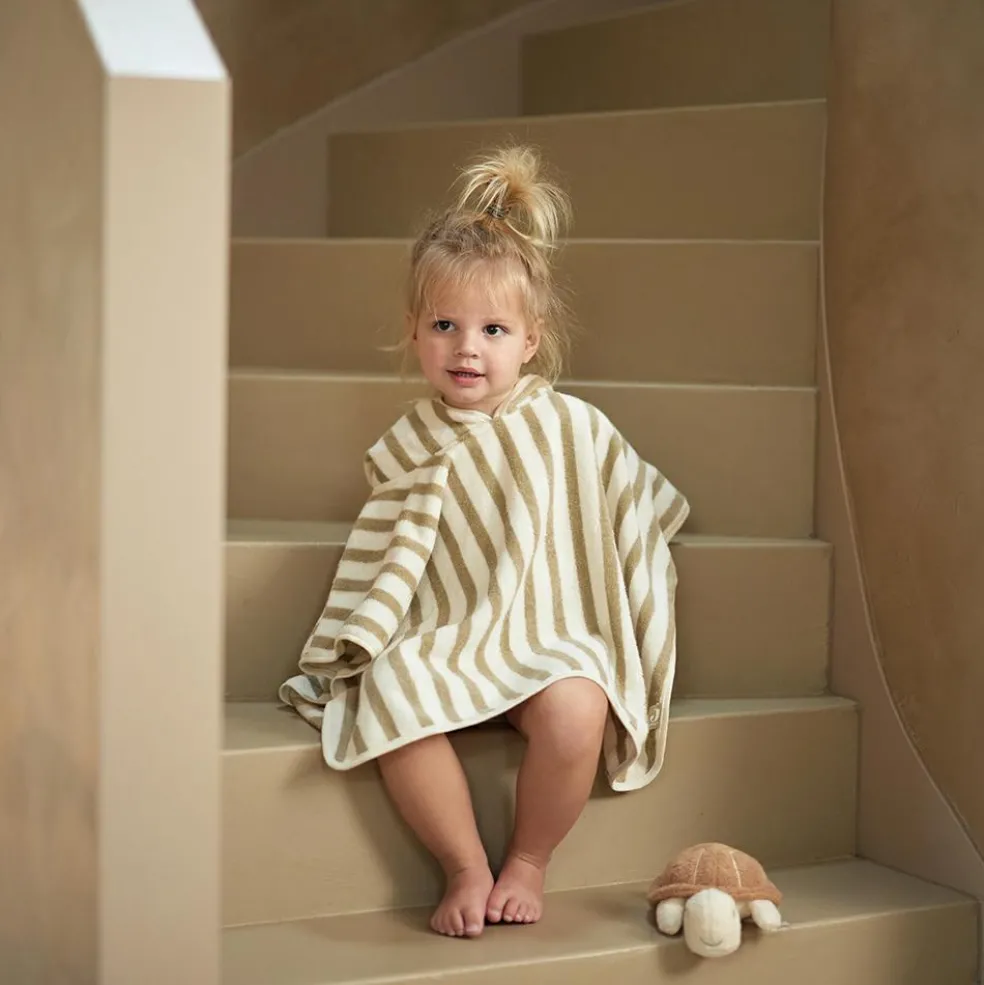 Poncho de bain en éponge Stripe Olive Green (1-4 ans)