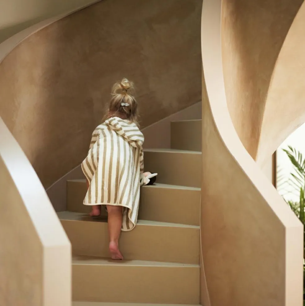 Poncho de bain en éponge Stripe Olive Green (1-4 ans)