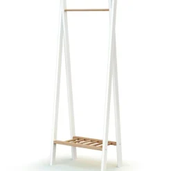 Portant à vêtements en bois de hêtre Essentiel blanc et beige