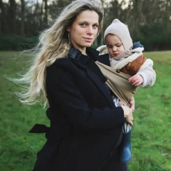 Porte bébé enfant en lin Camel