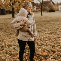 Porte bébé enfant en lin Camel