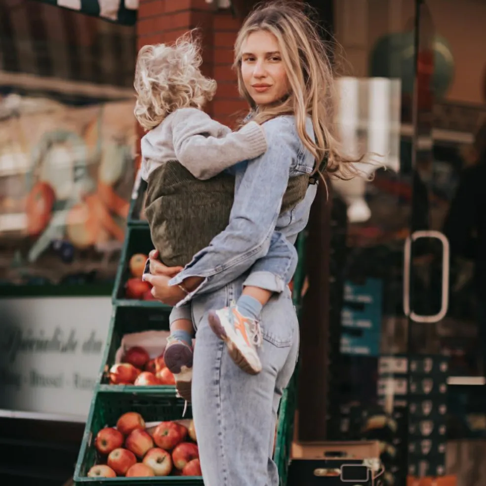 Porte bébé enfant en velours côtelé Olive Rib