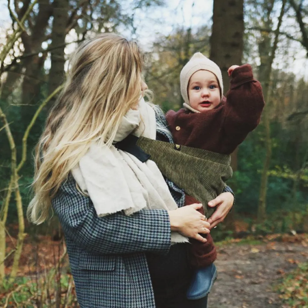 Porte bébé enfant en velours côtelé Olive Rib