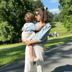 Porte bébé enfant en velours côtelé Cream Rib