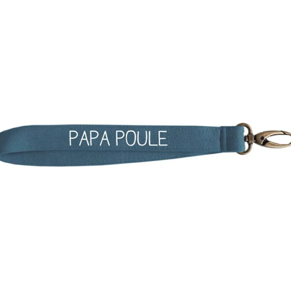 Porte clés court bleu pétrole (personnalisable)
