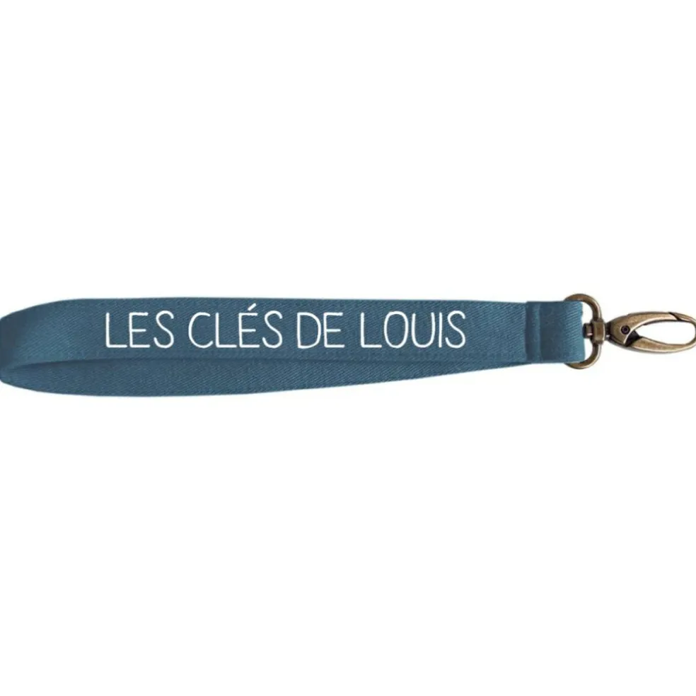 Porte clés court bleu pétrole (personnalisable)