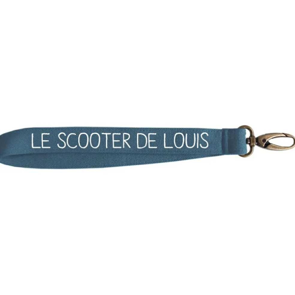 Porte clés court bleu pétrole (personnalisable)
