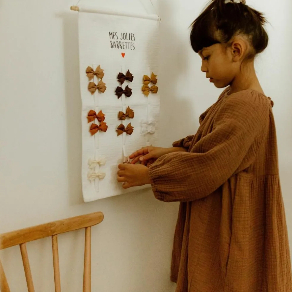 Porte-barrettes Gaze Ecru (personnalisable)