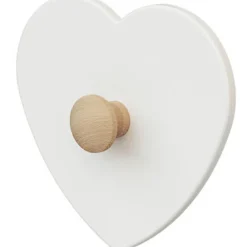 Porte-manteau mural coeur en bois de hêtre brut Essentiel blanc