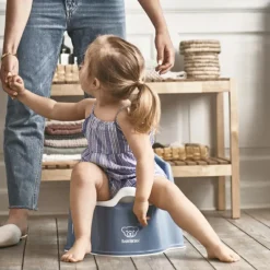 Pot bébé fauteuil bleu profond et blanc