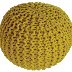 Pouf enfant tricoté Lili jaune oeuf (30 x 20 cm)
