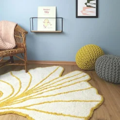 Pouf enfant tricoté Lili jaune oeuf (30 x 20 cm)